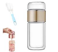 Tryteava Glass Infuser, Teava 3-in-1 Smart Tea Infuser with Integrated Strainer, One-Touch Brewing Mug for Home (Gold,350 ml)