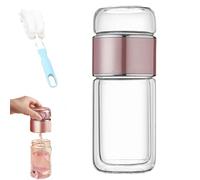 Tryteava Glass Infuser, Teava 3-in-1 Smart Tea Infuser with Integrated Strainer, One-Touch Brewing Mug for Home (Pink,280 ml)