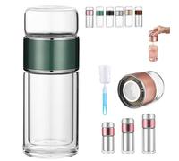Tryteava Glass Infuser,Tryteava 3-in-1 Smart Infuser with Integrated Strainer Separation Cup,Flip & Brew Design,Double Layered Glass Separation Infuser for Infused (Green,500ml)