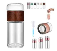 Tryteava Glass Infuser,Tryteava 3-in-1 Smart Infuser with Integrated Strainer Separation Cup,Flip & Brew Design,Double Layered Glass Separation Infuser for Infused (Wood,280ml)