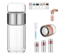 Tryteava Glass Infuser,Tryteava 3-in-1 Smart Infuser with Integrated Strainer Separation Cup,Flip & Brew Design,Double Layered Glass Separation Infuser for Infused (Silver,280ml)