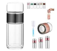 Tryteava Glass Infuser,Tryteava 3-in-1 Smart Infuser with Integrated Strainer Separation Cup,Flip & Brew Design,Double Layered Glass Separation Infuser for Infused (Gray,280ml)