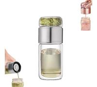 Tryteava Glass Infuser,Tryteava 3-in-1 Smart Tea Infuser,Double Layer Portable Teas Water Separation Infusible Teas Cup Mug for Loose Leaf & Blooming Tea (SLIVER,12 oz)