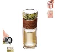 Tryteava Glass Infuser,Tryteava 3-in-1 Smart Tea Infuser,Double Layer Portable Teas Water Separation Infusible Teas Cup Mug for Loose Leaf & Blooming Tea (Brown,14 oz)