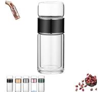 Tryteava Glass Infuser,Tryteava 3-in-1 Smart Tea Infuser, Dual Chamber & Filter, Leak-Proof Lid, Hot & Cold Brew, for Blooming and Loose Leaf Tea (Black,420ml)