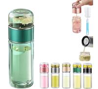Tryteava Glass Infuser, Tryteava 3-in-1 Smart Tea Infuser, Leak-proof Tea Infusers with Filter & Lid, Double Layer Portable Teas Water Separation Infusible Teas Cup Mug (green,280ml)