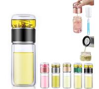 Tryteava Glass Infuser, Tryteava 3-in-1 Smart Tea Infuser, Leak-proof Tea Infusers with Filter & Lid, Double Layer Portable Teas Water Separation Infusible Teas Cup Mug (Black,280ml)