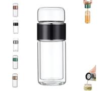 Tryteava Glass Infuser, Tryteava 3-in-1 Smart Tea Infuser, with flip & brew design, glass tea infusers, Dual Chamber & Filter, Hot & Cold Brew, Portable Loose Leaf Tea Maker (B,350ML)