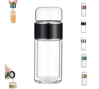 Tryteava Glass Infuser, Tryteava 3-in-1 Smart Tea Infuser, with flip & brew design, glass tea infusers, Dual Chamber & Filter, Hot & Cold Brew, for Blooming & Loose Leaf Tea (Black,280ml)