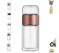 Tryteava Glass Infuser, Tryteava 3-in-1 Smart Tea Infuser, with flip & brew design, glass tea infusers, Dual Chamber & Filter, Hot & Cold Brew, Portable Loose Leaf Tea Maker (E,280ML)