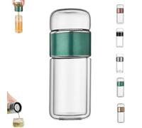 Tryteava Glass Infuser, Tryteava 3-in-1 Smart Tea Infuser, with flip & brew design, glass tea infusers, Dual Chamber & Filter, Hot & Cold Brew, for Blooming & Loose Leaf Tea (Green,420ml)