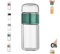Tryteava Glass Infuser, Tryteava 3-in-1 Smart Tea Infuser, with flip & brew design, glass tea infusers, Dual Chamber & Filter, Hot & Cold Brew, Portable Loose Leaf Tea Maker (C,350ML)