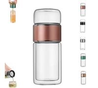 Tryteava Glass Infuser, Tryteava 3-in-1 Smart Tea Infuser, with flip & brew design, glass tea infusers, Dual Chamber & Filter, Hot & Cold Brew, for Blooming & Loose Leaf Tea (Pink,280ml)