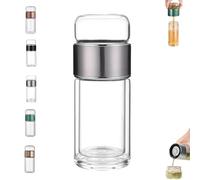 Tryteava Glass Infuser, Tryteava 3-in-1 Smart Tea Infuser, with flip & brew design, glass tea infusers, Dual Chamber & Filter, Hot & Cold Brew, Portable Loose Leaf Tea Maker (A,280ML)
