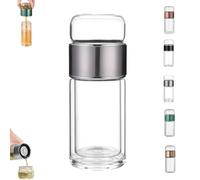 Tryteava Glass Infuser, Tryteava 3-in-1 Smart Tea Infuser, with flip & brew design, glass tea infusers, Dual Chamber & Filter, Hot & Cold Brew, for Blooming & Loose Leaf Tea (Silver,420ml)