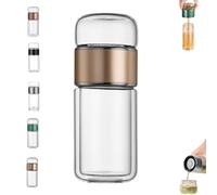 Tryteava Glass Infuser, Tryteava 3-in-1 Smart Tea Infuser, with flip & brew design, glass tea infusers, Dual Chamber & Filter, Hot & Cold Brew, Portable Loose Leaf Tea Maker (D,280ML)