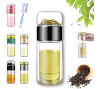 Tryteava Glass Infuser, Tryteava 3-in-1 Smart Tea Infusers, Portable Glass Bottl Double Wall Teas Water Separation Pitcher for Loose Leaf Teas for Office Home (C, 280ml)