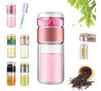 Tryteava Glass Infuser, Tryteava 3-in-1 Smart Tea Infusers, Portable Glass Bottl Double Wall Teas Water Separation Pitcher for Loose Leaf Teas for Office Home (B, 350ml)