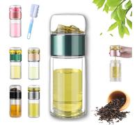 Tryteava Glass Infuser, Tryteava 3-in-1 Smart Tea Infusers, Portable Glass Bottl Double Wall Teas Water Separation Pitcher for Loose Leaf Teas for Office Home (E, 280ml)