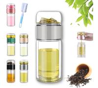 Tryteava Glass Infuser, Tryteava 3-in-1 Smart Tea Infusers, Portable Glass Bottl Double Wall Teas Water Separation Pitcher for Loose Leaf Teas for Office Home (A, 350ml)
