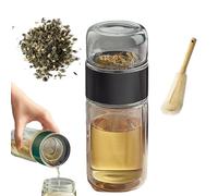 Tryteava Glass Infuser,Tryteava Glass Infusers Tumbler, with Filter & Lid, Hot or Cold Ready, Portable Loose Leaf Tea Maker for Home,Travel Use (Black,280ml)