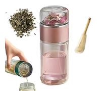 Tryteava Glass Infuser,Tryteava Glass Infusers Tumbler, with Filter & Lid, Hot or Cold Ready, Portable Loose Leaf Tea Maker for Home,Travel Use (Pink,280ml)