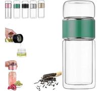 Tryteava - Infuseur à thé intelligent 3 en 1, double paroi, en verre anti-fuite avec filtre en acier inoxydable, infuseur chaud et froid portable pour thé en vrac (vert, 350 ml)
