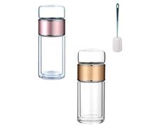 Tryteava Infuseur à thé intelligent 3 en 1, infuseur à thé Tryteava, infuseur à thé chaud ou froid, design Flip & Brew, infuseurs à thé en verre double couche (rose + or, 420 ml)
