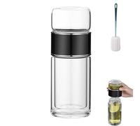 Tryteava Infuseur à thé intelligent 3 en 1, infuseur à thé Tryteava, infuseur à thé chaud ou froid, design Flip & Brew, infuseurs à thé en verre double couche (noir, 420 ml)