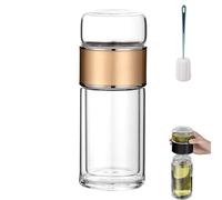 Tryteava Infuseur à thé intelligent 3 en 1, infuseur à thé Tryteava, infuseur à thé chaud ou froid, design Flip & Brew, infuseurs à thé en verre double couche (doré, 420 ml)