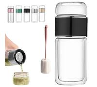 Tryteava Infuseur en verre, infuseur à thé intelligent 3 en 1, double chambre et filtre, couvercle anti-fuite, processus d'infusion chaud et froid, portable à double paroi pour thé en vrac, noir, 420