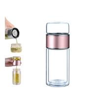 Tryteava Infuseur en verre, infuseur à thé intelligent 3 en 1, portable, double paroi en verre borosilicate avec filtre en acier inoxydable, anti-fuite, thé chaud et froid (rose, 280 ml)