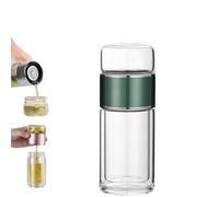 Tryteava Infuseur en verre, infuseur à thé intelligent 3 en 1, portable, double paroi en verre borosilicate avec filtre en acier inoxydable, anti-fuite, thé chaud et froid (vert, 500 ml)