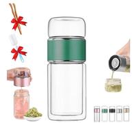 Tryteava Passoire à thé en verre 2025 Tryteava 3 en 1 intelligent, chaud ou froid, design Flip & Brew, passoire à thé en verre double couche pour séparer le thé, pour le thé en fleurs et en vrac (vert