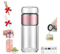 Tryteava Passoire à thé en verre 2025 Tryteava 3 en 1 intelligent, chaud ou froid, design Flip & Brew, passoire à thé en verre double couche pour séparer le thé, pour le thé en fleurs et en vrac (rose