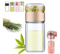 Tryteava Tea Infuser - Teava 3-in-1 Smart Tea Infuser, Double Layered Glass Tea Separation Tea's Infuser,Built-In Filter&Separate TeaCompartment,Adaptable to -4°F - 212°F,Tea Your Way (Gold, 280ml)