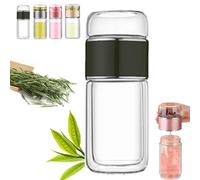 Tryteava Tea Infuser - Teava 3-in-1 Smart Tea Infuser, Double Layered Glass Tea Separation Tea's Infuser,Built-In Filter&Separate TeaCompartment,Adaptable to -4°F - 212°F,Tea Your Way (Black, 280ml)
