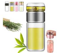 Tryteava Tea Infuser - Teava 3-in-1 Smart Tea Infuser, Double Layered Glass Tea Separation Tea's Infuser,Built-In Filter&Separate TeaCompartment,Adaptable to -4°F - 212°F,Tea Your Way (Silver, 280ml)