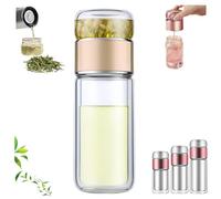 Tryteava Teava Infuseur à thé intelligent 3 en 1, rotation à 360° sans fuite, design de séparation double couche, filtre intégré, tasse à thé et séparation de l'eau (doré, 280 ml)