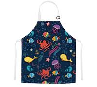 TRYTUTRY Ocean Tablier pour enfants avec sangle réglable, joli tablier pour enfant avec poche pour la cuisine, la peinture, la pâtisserie artiste, bleu océan, Tout Petit