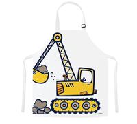 TRYTUTRY Tablier d'excavatrice pour enfants avec sangle réglable, joli tablier pour enfant avec poche pour la cuisine, la peinture, la pâtisserie, Excavatrice, Tout Petit