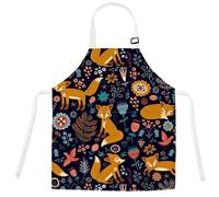 TRYTUTRY Tablier pour enfant avec sangle réglable, joli tablier pour enfant avec poche pour la cuisine, la peinture, la pâtisserie, les artistes, Fox, 45 x 52 cm