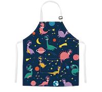 TRYTUTRY Tablier pour enfant avec sangle réglable, joli tablier pour enfant avec poche pour la cuisine, la peinture, la pâtisserie, les artistes, Dinosaure., 45 x 52 cm