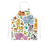 TRYTUTRY Tablier pour enfants avec sangle réglable, joli tablier pour enfant avec poche pour la cuisine, la peinture, la pâtisserie, Animaux, Tout Petit