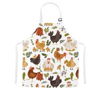 TRYTUTRY Tablier pour enfants avec sangle réglable, joli tablier pour enfant avec poche pour la cuisine, la peinture, la pâtisserie, Poule, Tout Petit