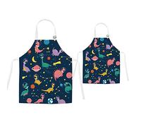 TRYTUTRY Tabliers pour parents avec poche - Jolis tabliers assortis pour enfants et adultes - Boucle de cou réglable - Tabliers pour artiste chef cuisine, multicolore, Adult: 60x70cm/23.7x27.6inches