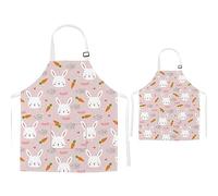 TRYTUTRY Tabliers pour parents et enfants avec poche - Tabliers assortis dinosaures mignons pour enfants et adultes, lapin, Child and Adult