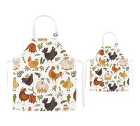 TRYTUTRY Tabliers pour parents et enfants avec poche - Tabliers assortis dinosaures mignons pour enfants et adultes, Poule, Child and Adult
