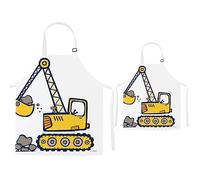 TRYTUTRY Tabliers pour parents et enfants avec poche - Tabliers assortis dinosaures mignons pour enfants et adultes, Excavatrice, Child and Adult