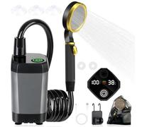 Trywise Douche Camping, Douche Portable7800 Mah, Pompe Rechargeable avec Affichage NuméRique Intelligent avec Affichage LED, Buse De Pommeau De Douche De Camping pour Camping, Douche De Camping